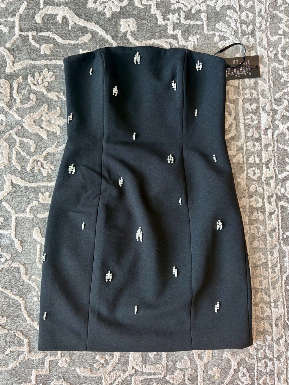 WHBM Black Strapless Rhinestone Mini Dress - NWT